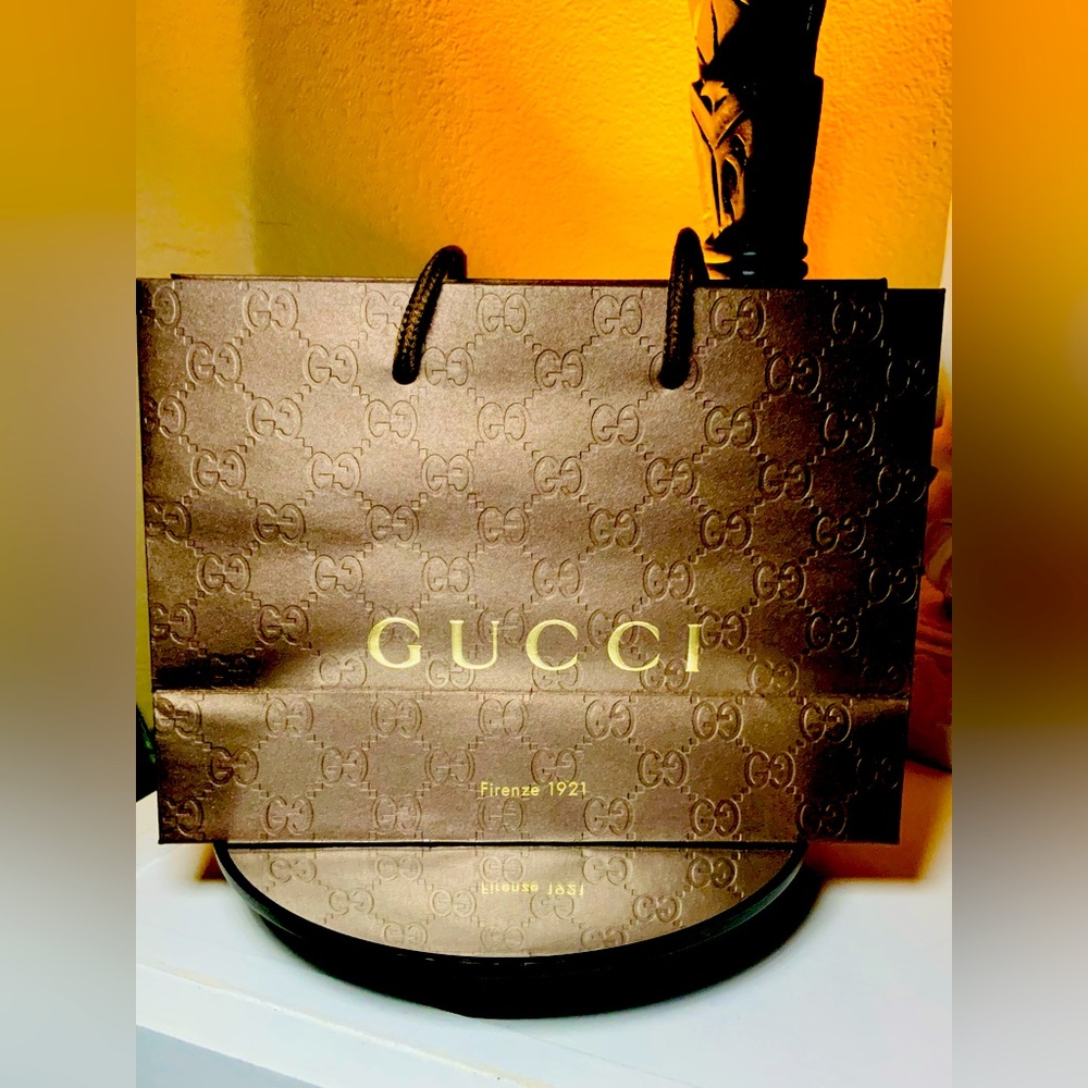 GUCCI FIRENZE 1921 BROWN GUCCISSIMA PAPER GIFT SHOPPING BAGS